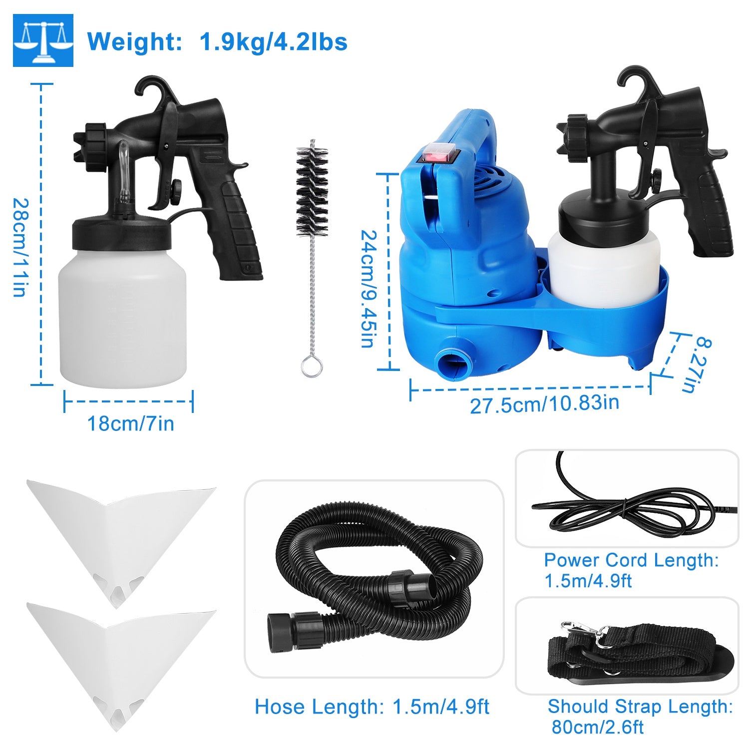 Paint sprayer shoulder strap and hose detail